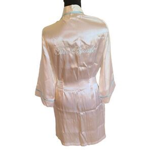 Linea Donatella Women's Satin Robe Embroidered "The Bride" Belted White S/M